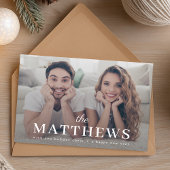 Stijlvol kerstfeest | Modern Sage Green Couple Fot Feestdagenkaart