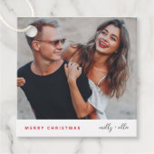 Stijlvol kerstfeest | Modern Trendy Couple Foto Bedankjes Labels (Voorkant)