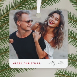 Stijlvol kerstfeest | Modern Trendy Couple Foto Metalen Ornament