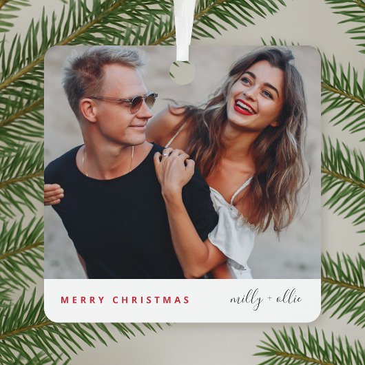 Stijlvol kerstfeest | Modern Trendy Couple Foto Metalen Ornament
