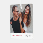 Stijlvol kerstfeest | Modern Trendy Couple Foto Metalen Ornament (Voorkant links)