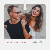 Stijlvol kerstfeest | Modern Trendy Couple Foto Metalen Ornament (Voorkant)