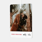 Stijlvol kerstfeest | Modern Trendy Couple Photo M Metalen Ornament (Voorkant links)