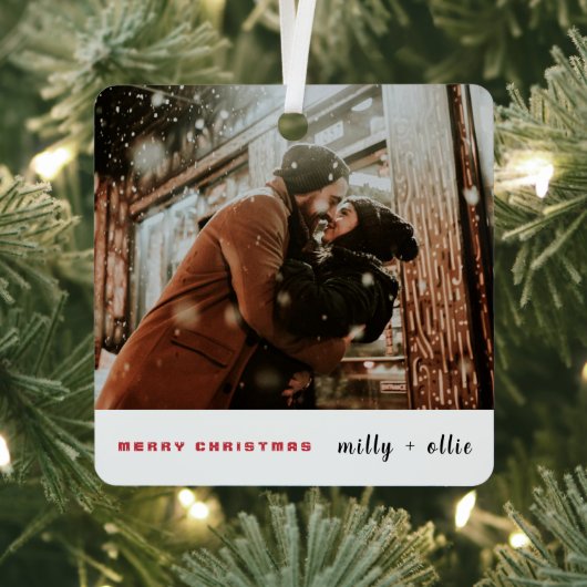 Stijlvol kerstfeest | Modern Trendy Couple Photo M Metalen Ornament (Insitu)