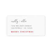 Stijlvol kerstfeest | Modern Trendy Red en White Etiket (Voorkant)