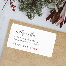 Stijlvol kerstfeest | Modern Trendy Red en White Etiket