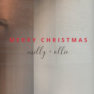 Stijlvol kerstfeest   Modern Trendy Red en White Raamsticker