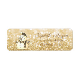 Stijlvol kerstfeest, Snowman, Glittery Etiket