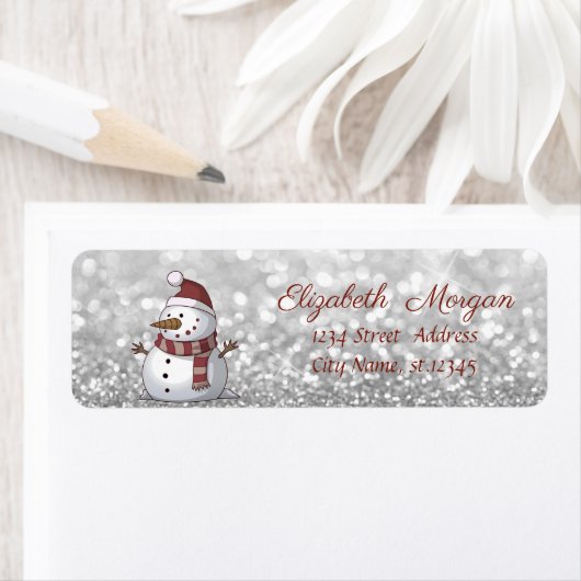 Stijlvol kerstfeest, Snowman, Glittery Etiket (Insitu)