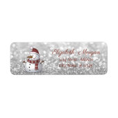 Stijlvol kerstfeest, Snowman, Glittery Etiket (Voorkant)