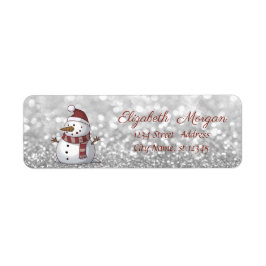 Stijlvol kerstfeest, Snowman, Glittery Etiket