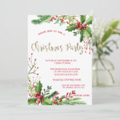 Stijlvol Kerstfeest van Stylish Holly Berries Comp Kaart (Staand voorkant)