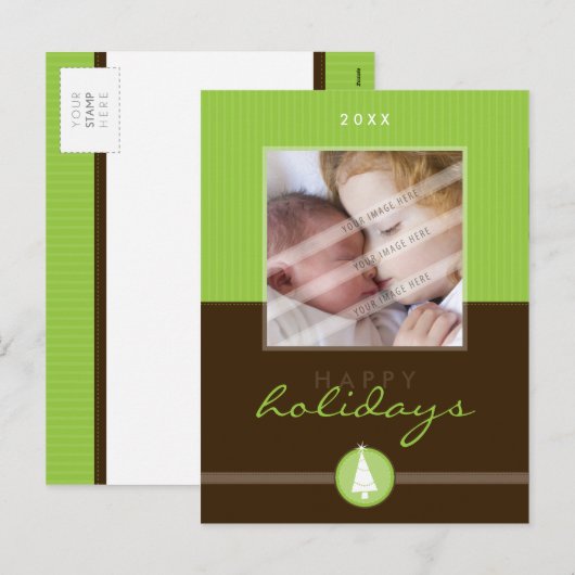 STIJLVOL KERSTMIS BRIEFKAART :: stripedstitch 6P (Voorkant / Achterkant)