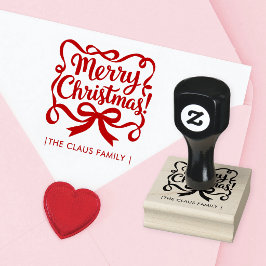 Stijlvol Kerstmis Lint Calligrafie Schrift Rubberstempel