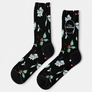 Stijlvol kerstpatroon, Holly Red en Blue Berrie Sokken
