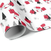 Stijlvol kerstpatroon van rood, zwart, wit cadeaupapier (Rol Hoek)