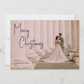 Stijlvol kerstscript overlay Weduwfoto Feestdagenkaart (Voorkant)