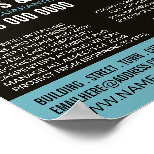 Stijlvol keukenontwerp, keuken- en badkamer Fitter Poster (Hoek)