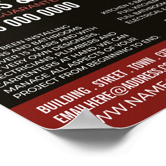 Stijlvol keukenontwerp, keuken- en badkamer Fitter Poster (Hoek)