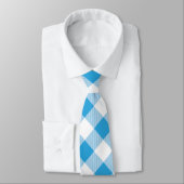 Stijlvol Klassiek Blauw Geruit Gingham Patroon Stropdas (Gebonden)
