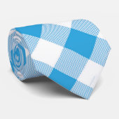 Stijlvol Klassiek Blauw Geruit Gingham Patroon Stropdas (Opgerold)