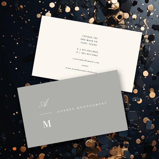 Stijlvol klassiek dubbel monogram modern minimalis visitekaartje