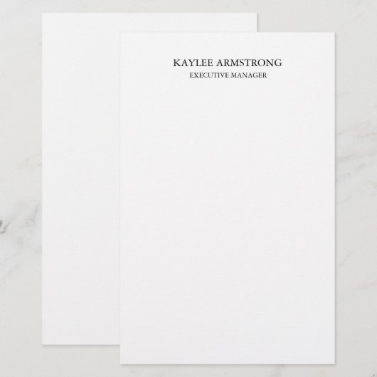 Stijlvol Klassiek Eenvoudig Wit Professioneel Briefpapier (Voorkant / Achterkant)