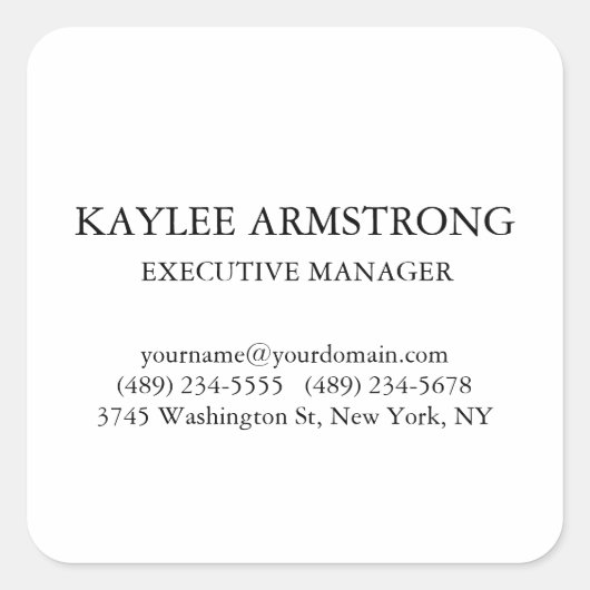 Stijlvol klassiek, eenvoudig wit vierkante sticker (Voorkant)
