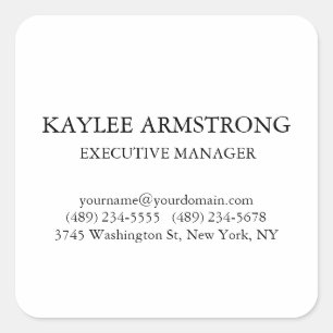 Stijlvol klassiek, eenvoudig wit vierkante sticker