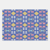 Stijlvol klassiek geometrisch patroon in blauw inpakpapier vel (Voorkant 3)
