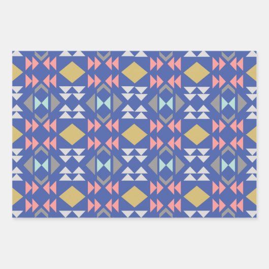 Stijlvol klassiek geometrisch patroon in blauw inpakpapier vel (Voorkant 3)