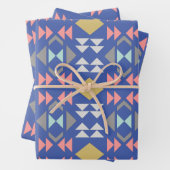 Stijlvol klassiek geometrisch patroon in blauw inpakpapier vel (In situ)