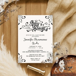 Stijlvol Klassiek  Retro Ornament Baby shower Kaart