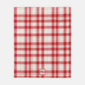 Stijlvol Klassiek rood en crème plaid monogram Fleece Deken (Voorkant)