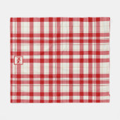 Stijlvol Klassiek rood en crème plaid monogram Fleece Deken (Voorkant (Horizontaal))