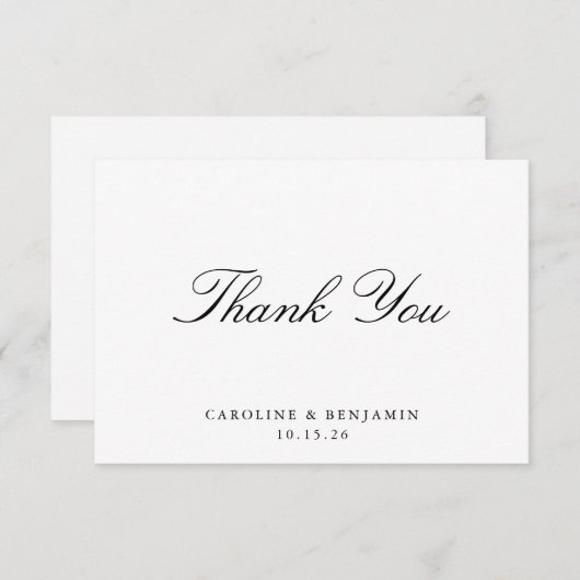 Stijlvol klassiek script elegant Weddenschap Custo Bedankkaart (Voorkant / Achterkant)