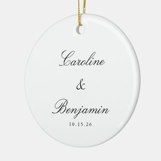 Stijlvol klassiek script elegant Weddenschap Custo Keramisch Ornament (Links)