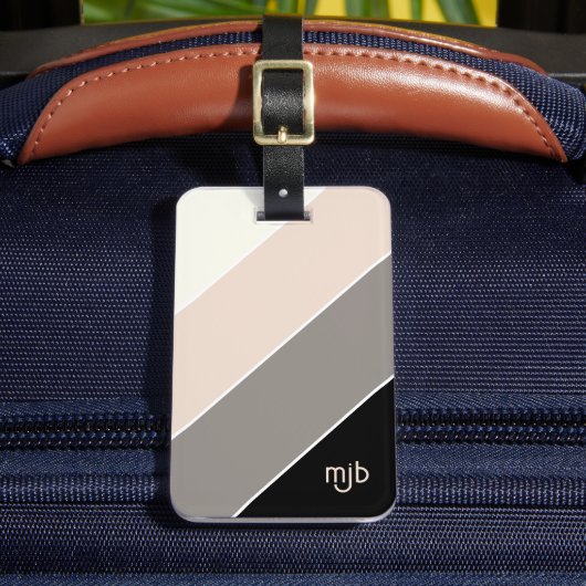 Stijlvol Kleurenblok Streepjespatroon met Monogram Bagagelabel (Voorkant Insitu 2)
