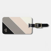 Stijlvol Kleurenblok Streepjespatroon met Monogram Bagagelabel (Voorkant horizontaal)