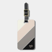 Stijlvol Kleurenblok Streepjespatroon met Monogram Bagagelabel (Voorkant verticaal)
