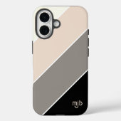 Stijlvol Kleurenblok Streepjespatroon met Monogram Case-Mate iPhone Case (Achterkant)