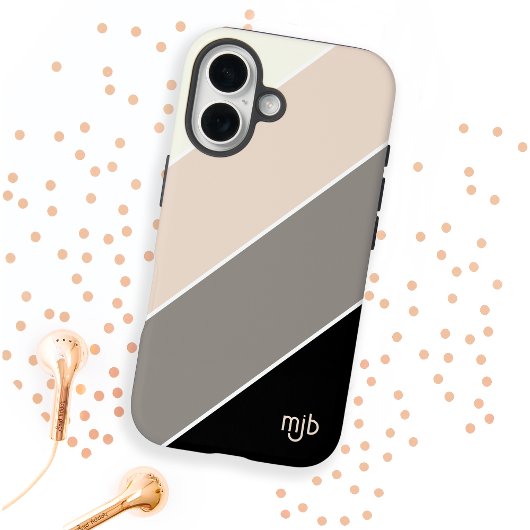 Stijlvol Kleurenblok Streepjespatroon met Monogram Case-Mate iPhone Case