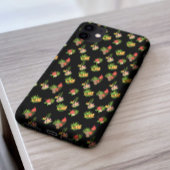 Stijlvol kleurig bloempatroon Zwarte achtergrond Case-Mate iPhone Case