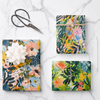Stijlvol kleurrijk Abstract botanisch kunstpatroon Inpakpapier Vel