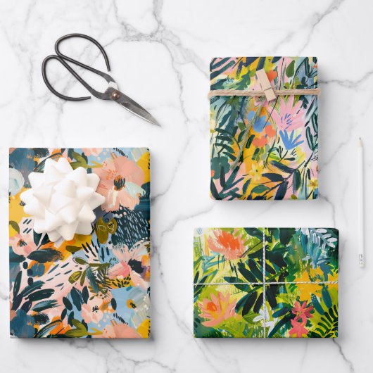 Stijlvol kleurrijk Abstract botanisch kunstpatroon Inpakpapier Vel (Voorkant)