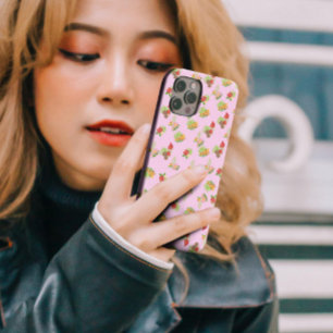 Stijlvol kleurrijk bloemenpatroon op roze achtergr Case-Mate iPhone case