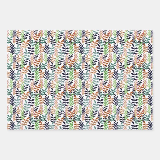 Stijlvol kleurrijk botanisch groen patroon inpakpapier vel (Voorkant 3)