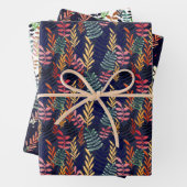 Stijlvol kleurrijk botanisch groen patroon inpakpapier vel (In situ)