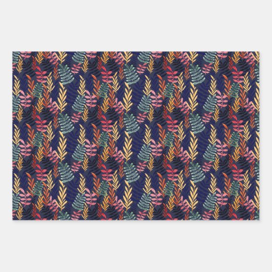 Stijlvol kleurrijk botanisch groen patroon inpakpapier vel (Voorkant)