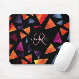 Stijlvol Kleurrijk Driehoekjes Patroon Met Monogra Muismat